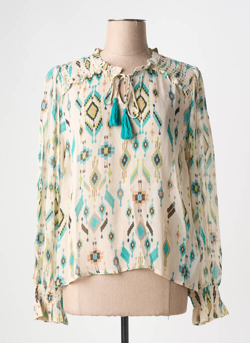 Blouse imprimé fantaisie manches longues beige CREAM femme