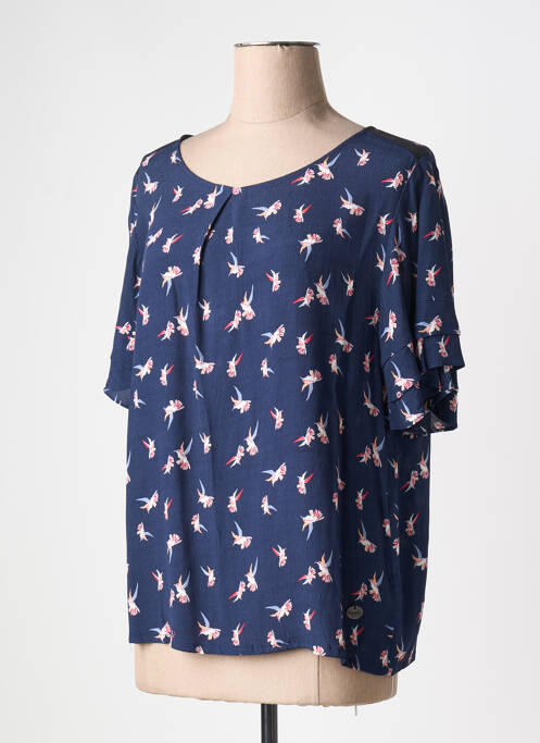 Blouse imprimé fantaisie manches courtes bleu ET COMPAGNIE femme