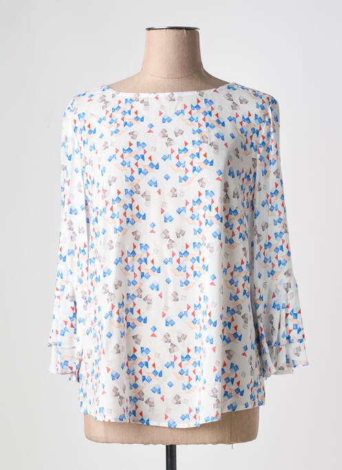 Blouse tissage popeline manches 3/4 bleu TINTA STYLE femme