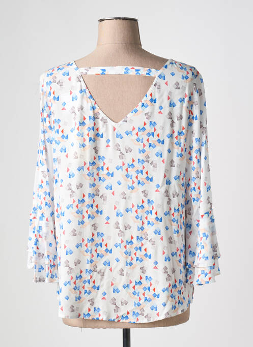 Blouse tissage popeline manches 3/4 bleu TINTA STYLE femme