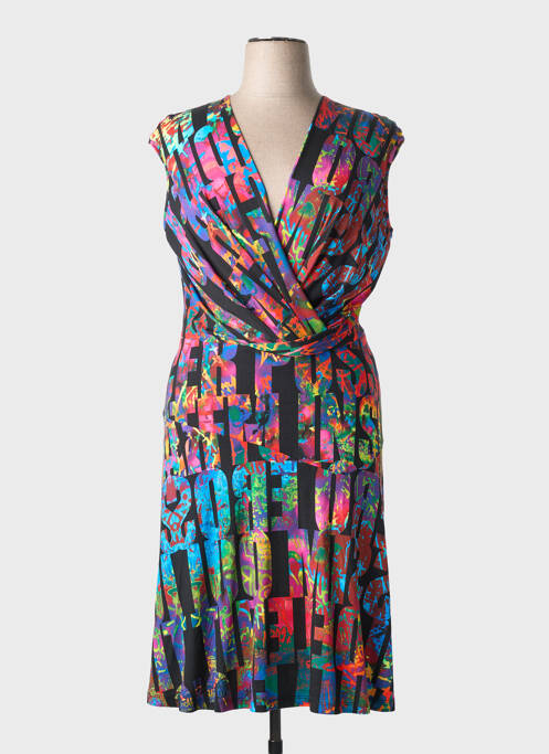 Robe mi-longue imprimé fantaisie sans manche noir EROKE femme