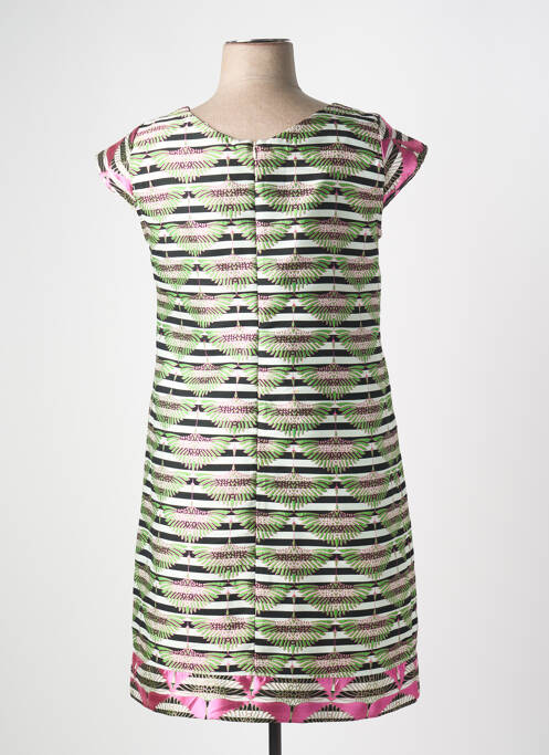 Robe mi-longue fermeture zippée au dos manches courtes vert FELINO femme