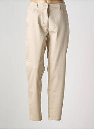 Pantalon slim tissage popeline taille normale beige BARBARA LEBEK femme