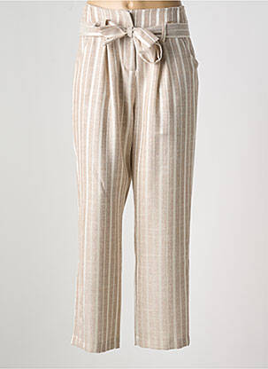 Pantalon droit tissage crêpe taille haute beige XT STUDIO femme