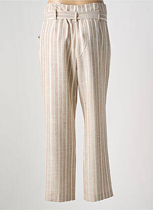 Pantalon droit tissage crêpe taille haute beige XT STUDIO femme