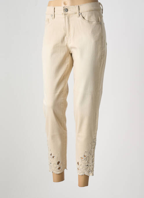 Jeans coupe slim stretch taille normale beige ANNA MONTANA femme