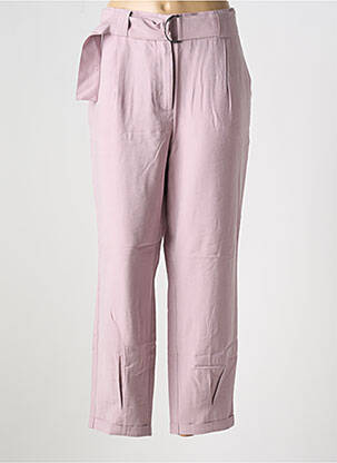 Pantalon droit fermeture zippée sous rabat avec crochet taille normale violet YAYA femme