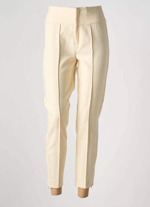 Pantalon 7/8 taille haute taille haute beige YAYA femme
