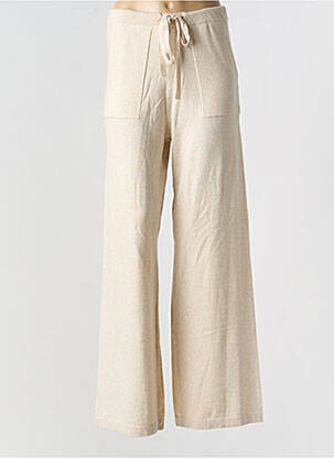 Pantalon flare taille élastique beige MAJESTIC FILATURES femme