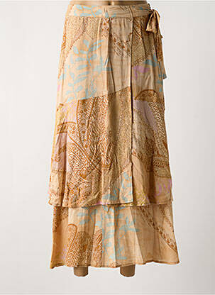 Jupe longue tissage crêpe beige YAYA femme