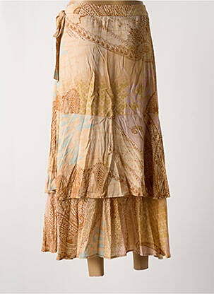 Jupe longue tissage crêpe beige YAYA femme