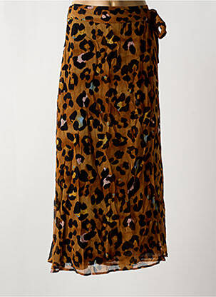 Jupe longue tissage crêpe marron FABIENNE CHAPOT femme