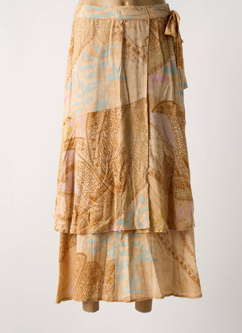 Jupe longue tissage crêpe beige YAYA femme