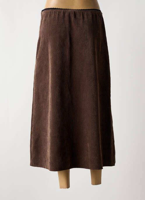 Jupe mi-longue marron TOUPY pour femme