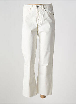 Pantalon 7/8 fermeture zippée sous rabat boutonné blanc DENIM STUDIO femme