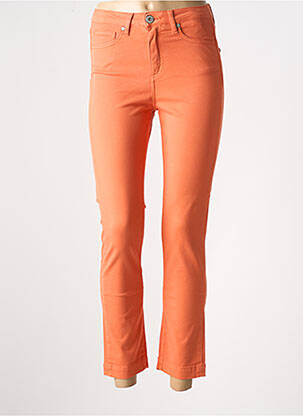 Pantalon 7/8 fermeture zippée sous rabat boutonné orange DENIM STUDIO femme