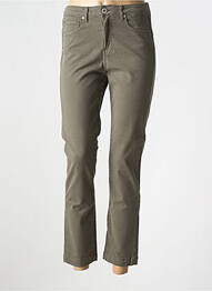 Pantalon 7/8 fermeture zippée sous rabat boutonné vert DENIM STUDIO femme
