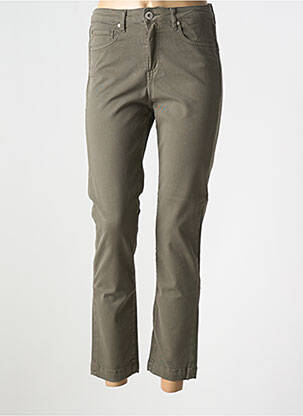 Pantalon 7/8 fermeture zippée sous rabat boutonné vert DENIM STUDIO femme