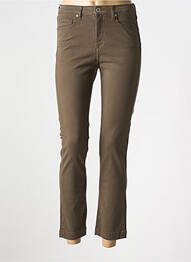Pantalon 7/8 fermeture zippée sous rabat boutonné marron DENIM STUDIO femme