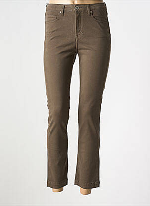Pantalon 7/8 fermeture zippée sous rabat boutonné marron DENIM STUDIO femme
