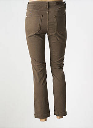 Pantalon 7/8 fermeture zippée sous rabat boutonné marron DENIM STUDIO femme