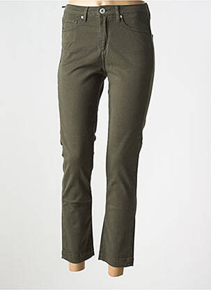 Pantalon 7/8 fermeture zippée sous rabat boutonné vert DENIM STUDIO femme