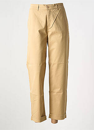Pantalon droit fermeture zippée sous rabat boutonné beige FIVE femme