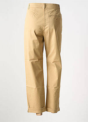 Pantalon droit fermeture zippée sous rabat boutonné beige FIVE femme