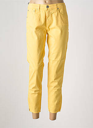 Pantalon 7/8 fermeture zippée sous rabat boutonné jaune DENIM STUDIO femme