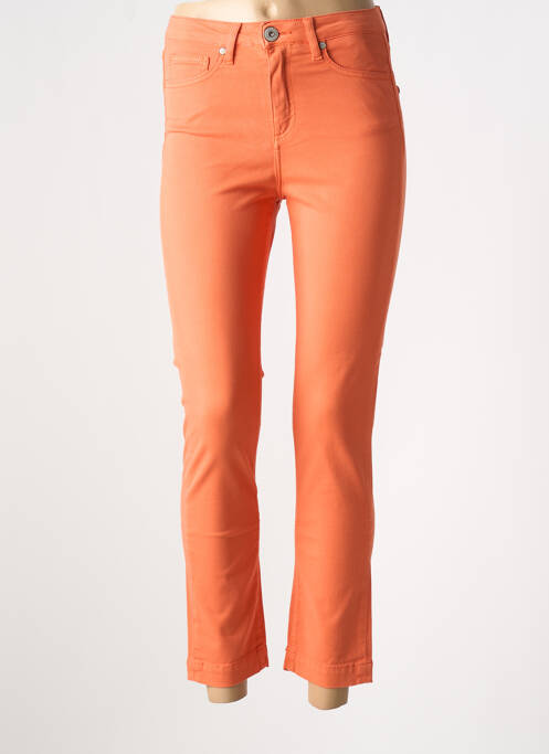 Pantalon 7/8 fermeture zippée sous rabat boutonné orange DENIM STUDIO femme