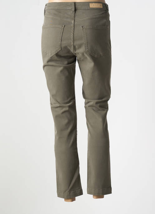 Pantalon 7/8 fermeture zippée sous rabat boutonné vert DENIM STUDIO femme