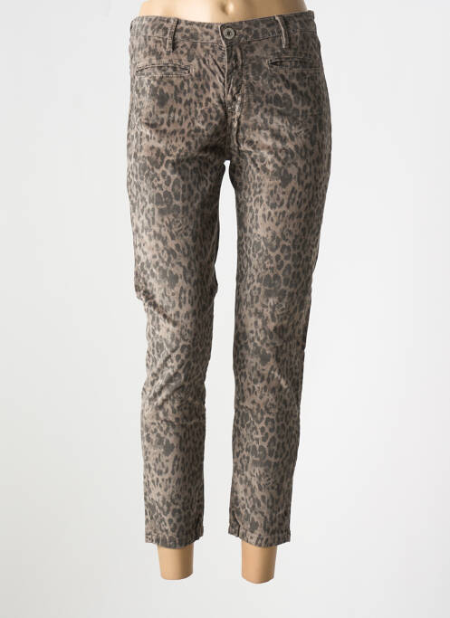 Pantalon 7/8 fermeture zippée sous rabat boutonné beige DENIM STUDIO femme