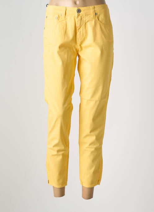 Pantalon 7/8 fermeture zippée sous rabat boutonné jaune DENIM STUDIO femme