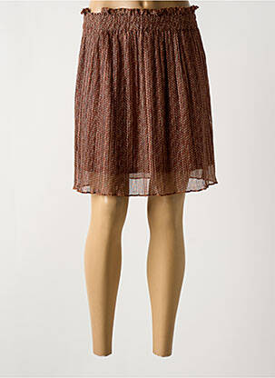 Jupe courte taille élastique marron YAYA femme