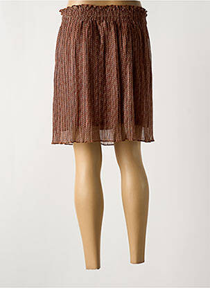 Jupe courte taille élastique marron YAYA femme