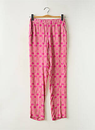 Pantalon droit tissage crêpe taille normale rose HARTFORD femme