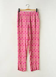 Pantalon droit tissage crêpe taille normale rose HARTFORD femme