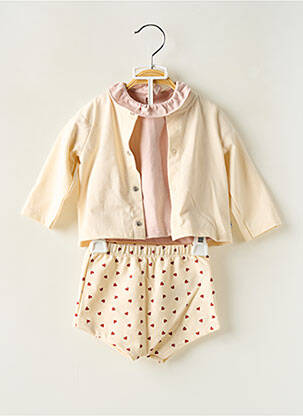 Ensemble short taille élastique beige PETIT BATEAU fille