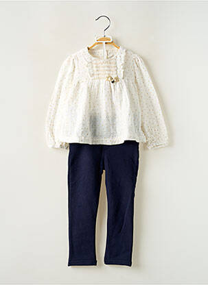 Ensemble pantalon manches longues blanc MAYORAL fille