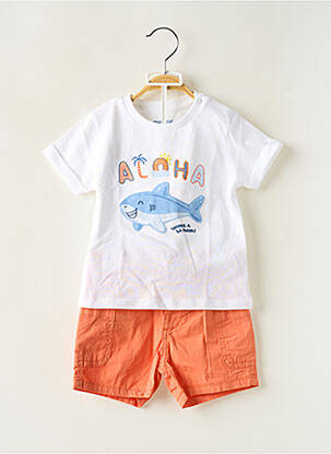 Ensemble short sérigraphie floquée blanc MAYORAL garçon