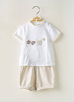 Ensemble short broderie motifs brodés blanc MAYORAL garçon