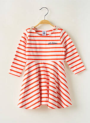 Robe mi-longue col rond manches longues orange PETIT BATEAU fille