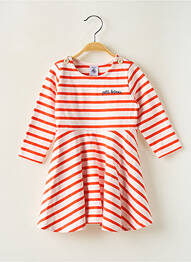 Robe mi-longue col rond manches longues orange PETIT BATEAU fille