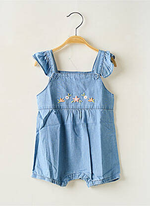 Combishort col carré fines bretelles bleu LOSAN fille