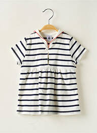 Robe mi-longue manches courtes manches courtes blanc PETIT BATEAU fille