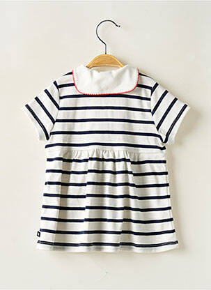Robe mi-longue manches courtes manches courtes blanc PETIT BATEAU fille
