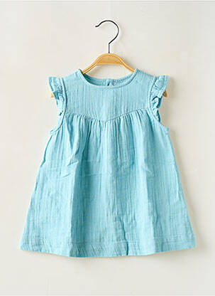 Robe mi-longue manches courtes manches courtes bleu PETIT BATEAU fille