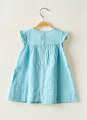 Robe mi-longue manches courtes manches courtes bleu PETIT BATEAU fille