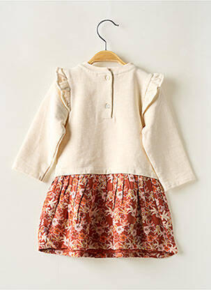 Robe mi-longue col rond manches longues beige NOUKIE'S fille