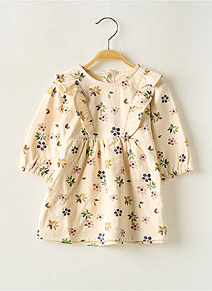Robe mi-longue col rond manches longues beige PETIT BATEAU fille